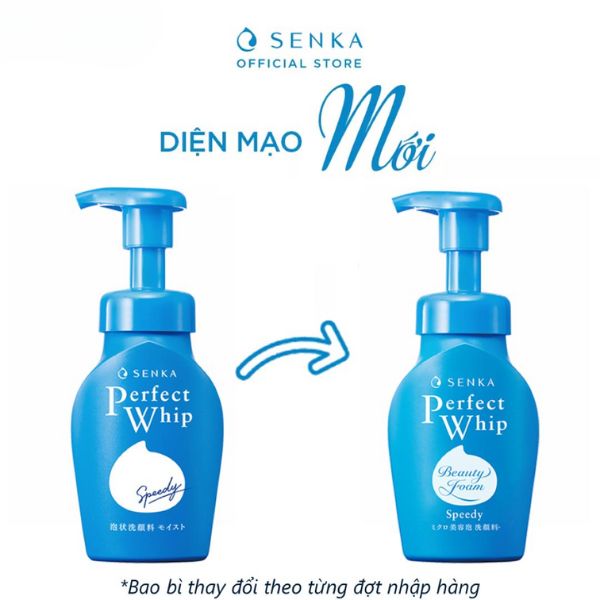 Bọt Rửa Mặt Senka Perfect Whip Beauty Foam Speedy Sạch Sâu Ẩm Mịn 150ml
