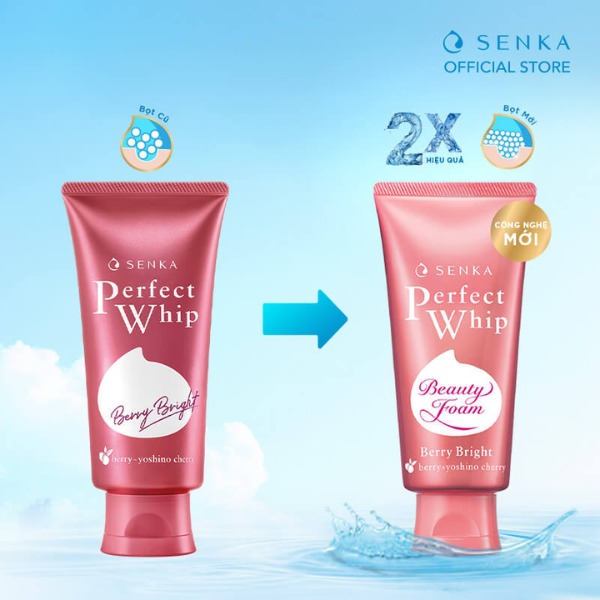 Mô tả Sữa Rửa Mặt Senka Perfect Whip Berry Bright Làm Sạch Sâu & Dưỡng Sáng Hồng 100g
