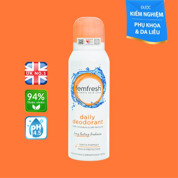 Xịt khử mùi vùng kín Femfresh Deodorant Spray (màu cam)